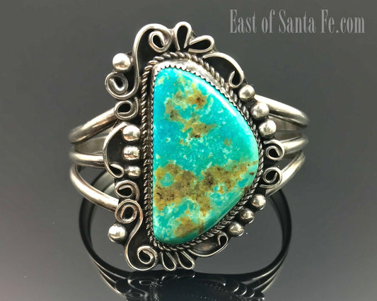 Turquoise Navajo Native American Cuff Bracelet - Leslie Nez