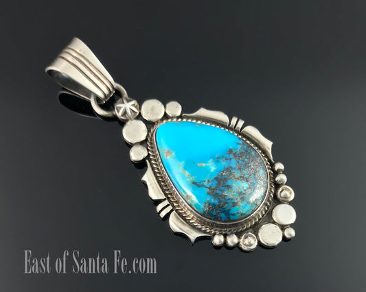 Beautiful Turquoise Navajo Native American Pendant Necklace - Marita Benally