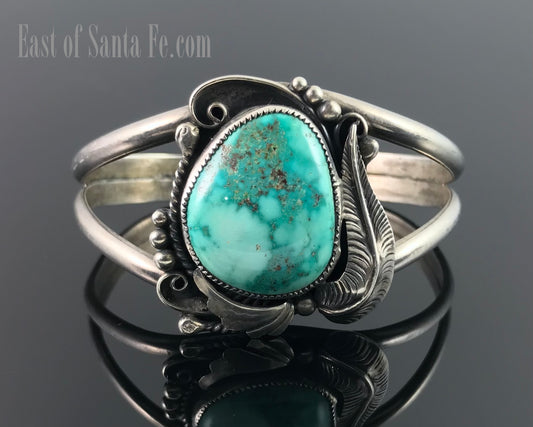 Turquoise Navajo Native American Sterling Silver Cuff Bracelet - Vintage