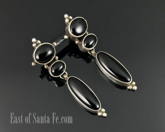 Striking Black Onyx Native American Navajo Earrings - Juan Willie