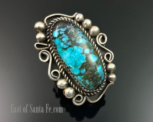 Turquoise Native American Navajo Ring Size 10 - Leslie Nez