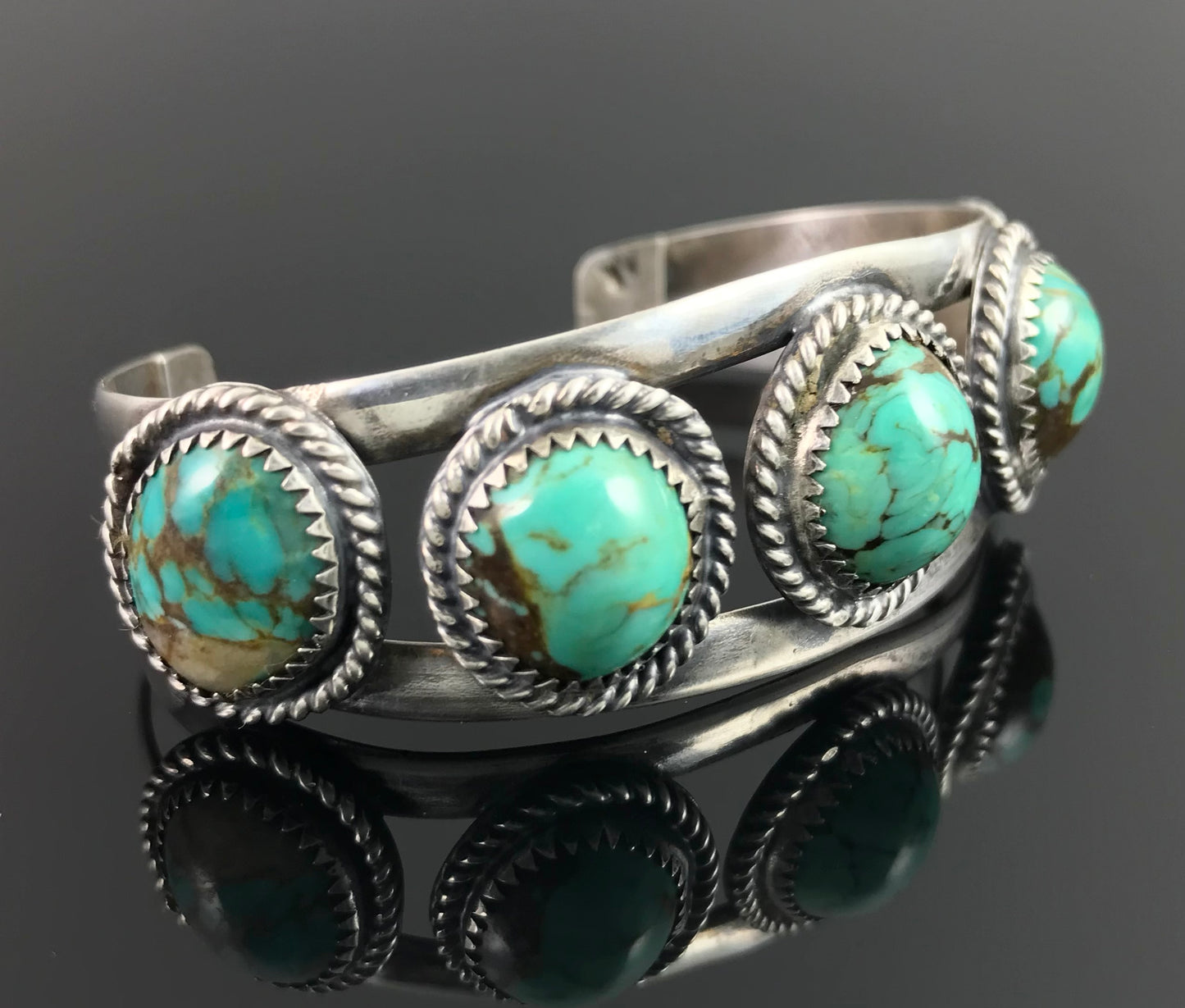 5 Turquoise Navajo Native American Cuff Bracelet - Vintage