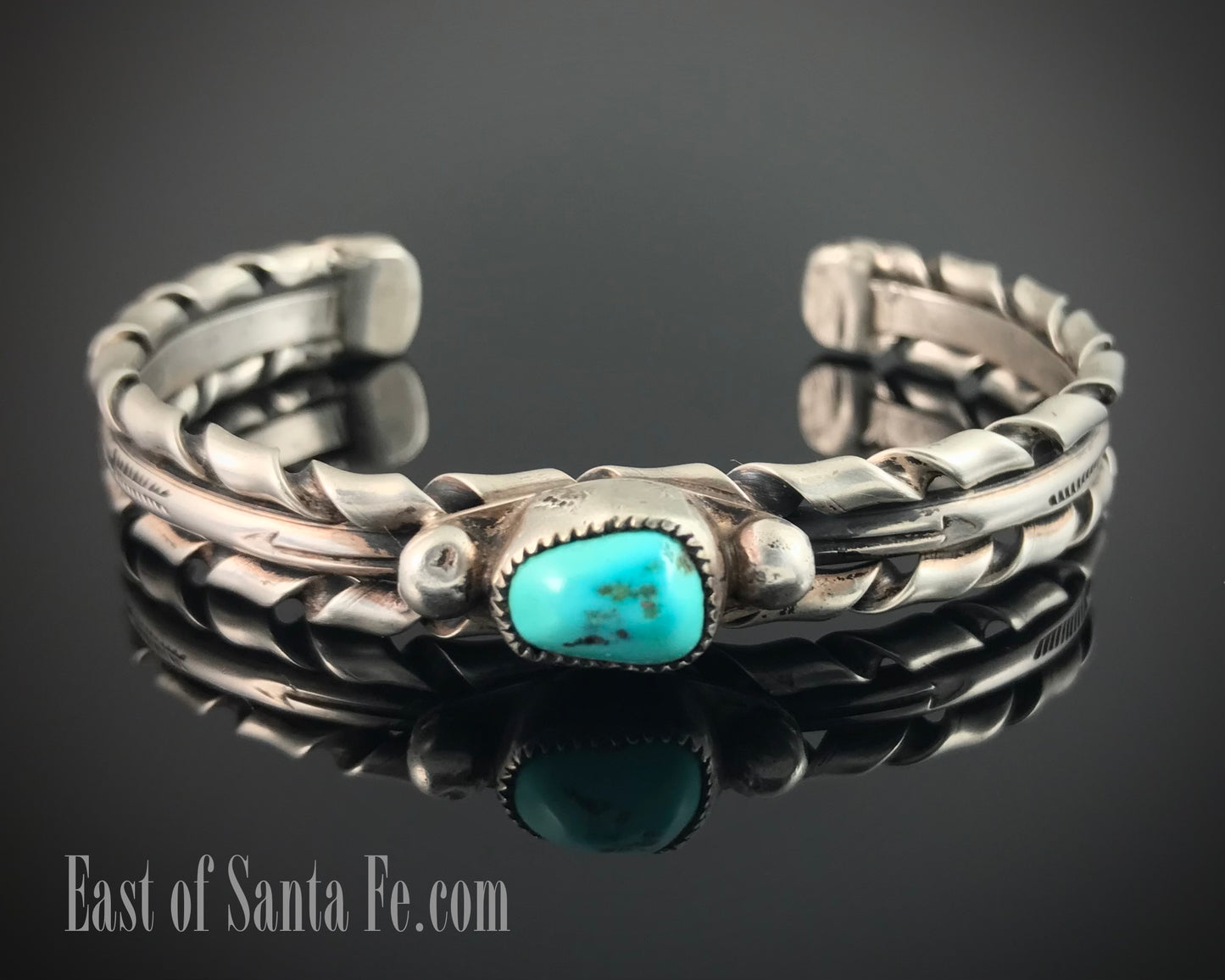 Twist Wire Turquoise Native American Navajo Cuff Bracelet - Vintage