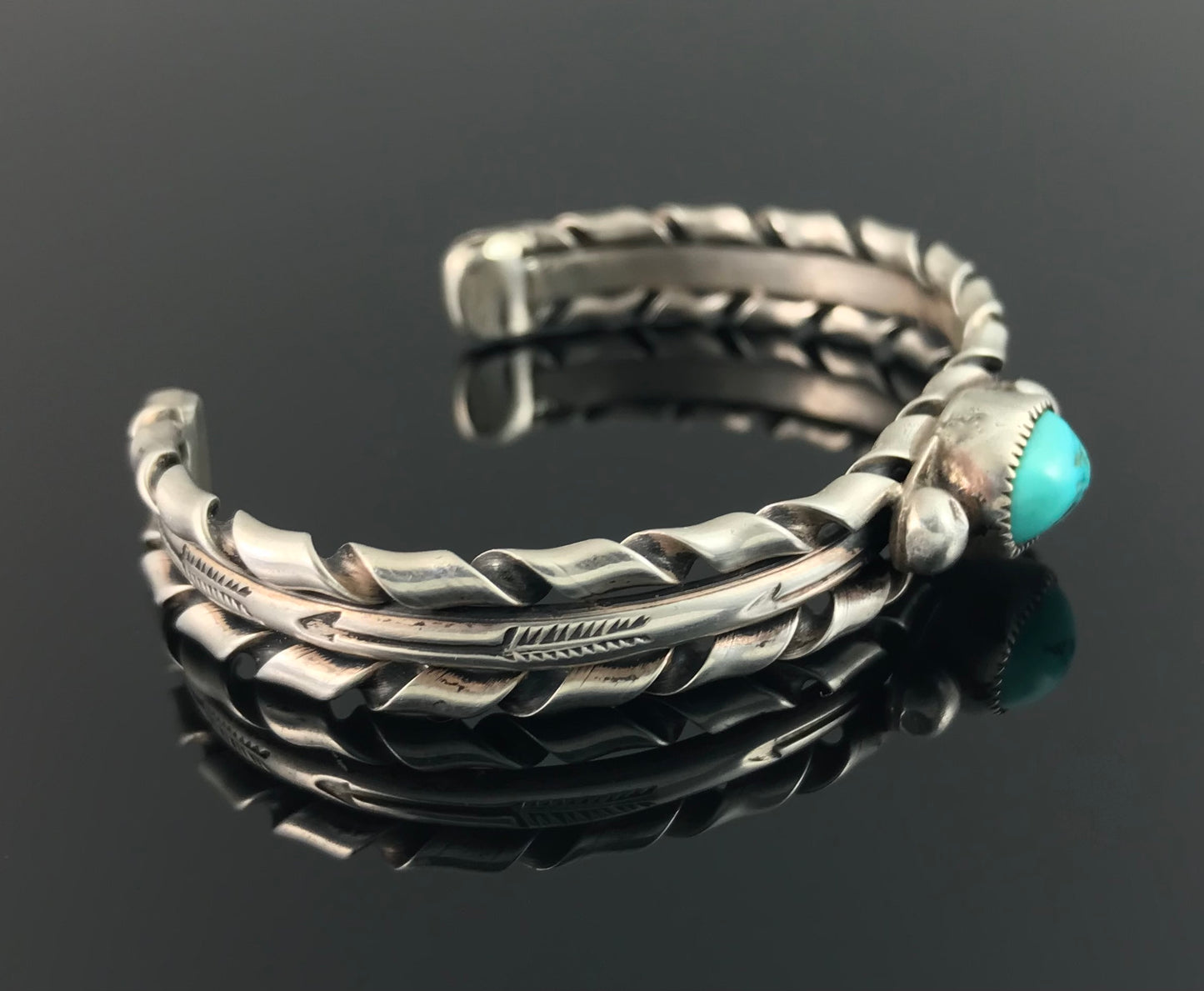 Twist Wire Turquoise Native American Navajo Cuff Bracelet - Vintage