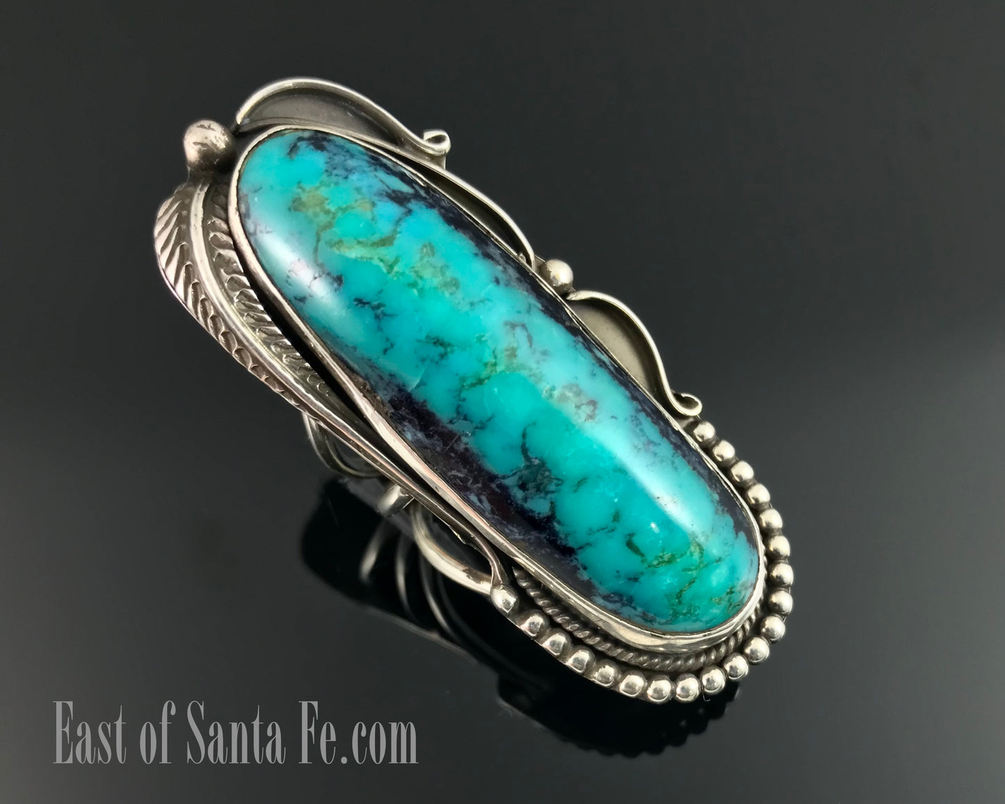 HUGE Vintage Turquoise Native American Navajo Ring Size 9