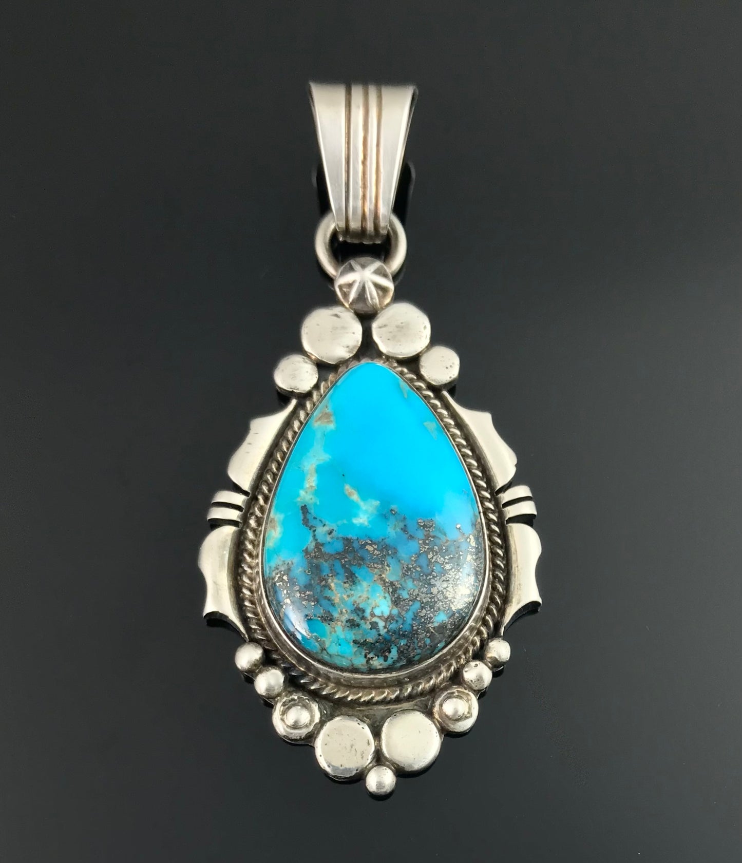 Beautiful Turquoise Navajo Native American Pendant Necklace - Marita Benally