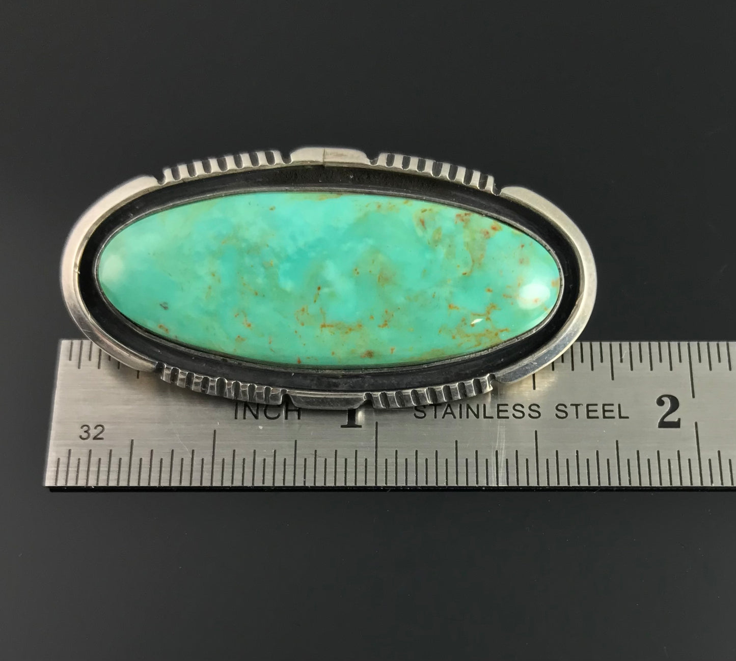 Turquoise Pin / Pendant Sterling Silver Navajo Native American - Will Denetdale