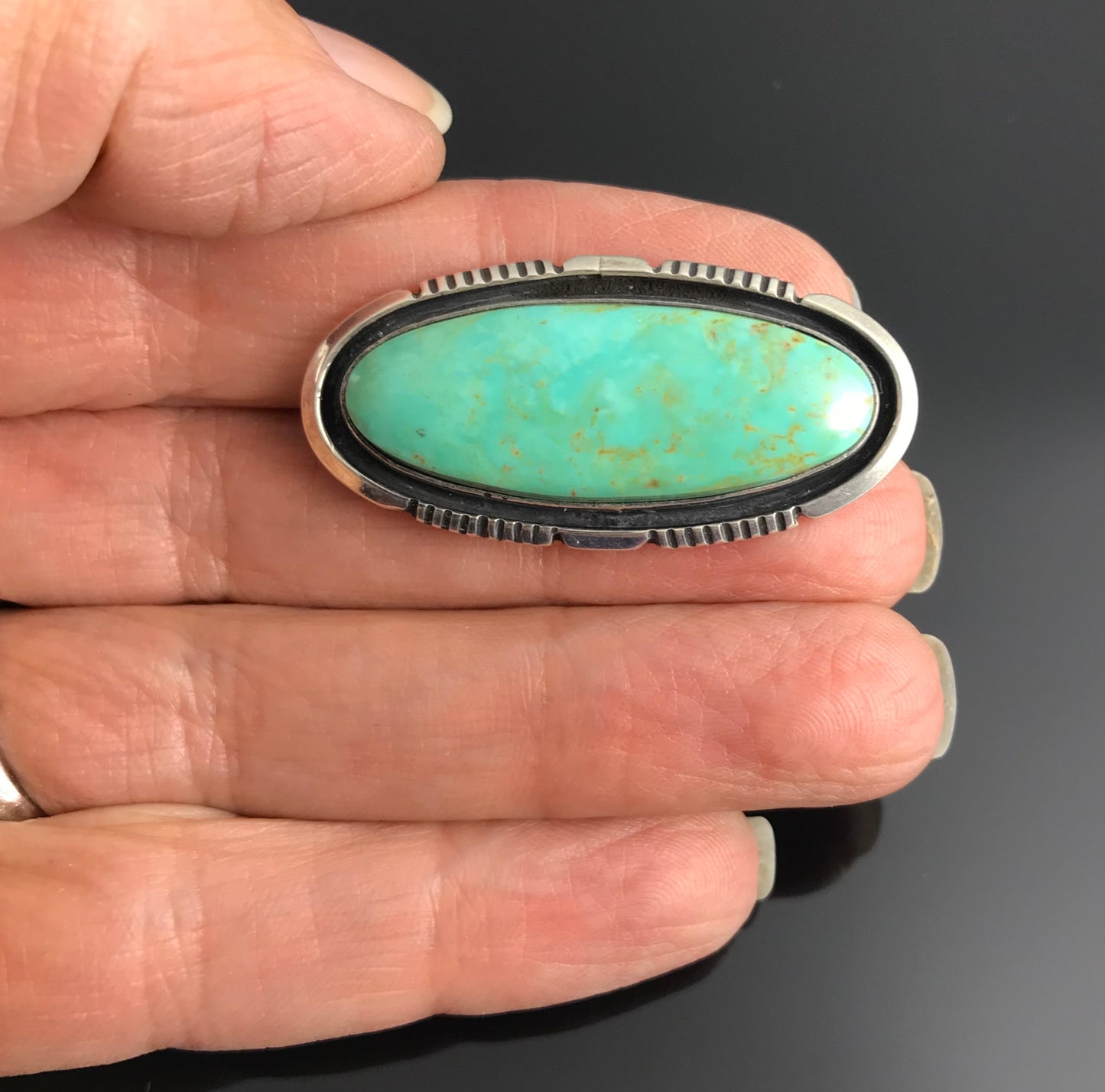 Turquoise Pin / Pendant Sterling Silver Navajo Native American - Will Denetdale