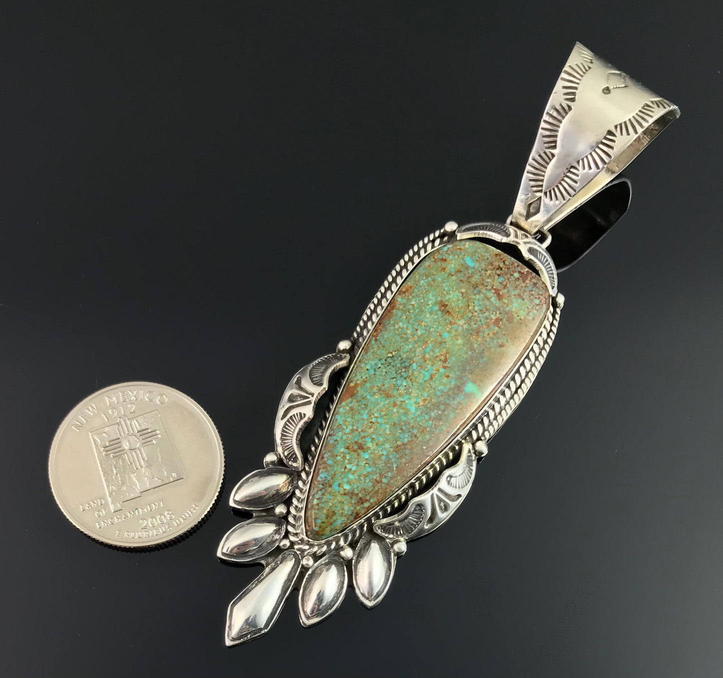 Bird's Eye Turquoise Native American Navajo Necklace Pendant - Clarence Long
