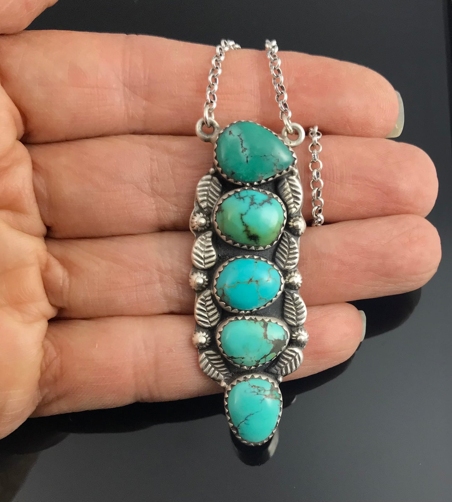 5 Turquoise Navajo Native American Necklace - Vintage