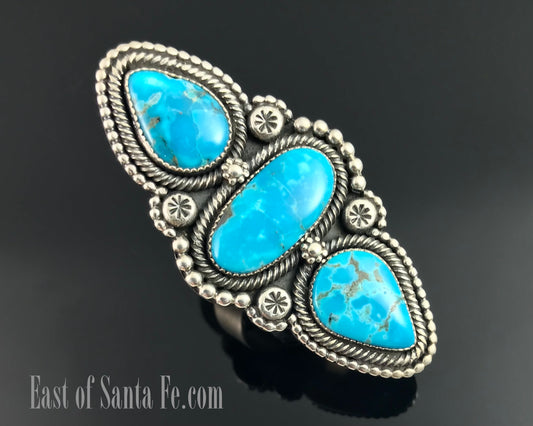 3 Gorgeous Blue Turquoise Native American Navajo Ring Adjustable: Braxton Parkett