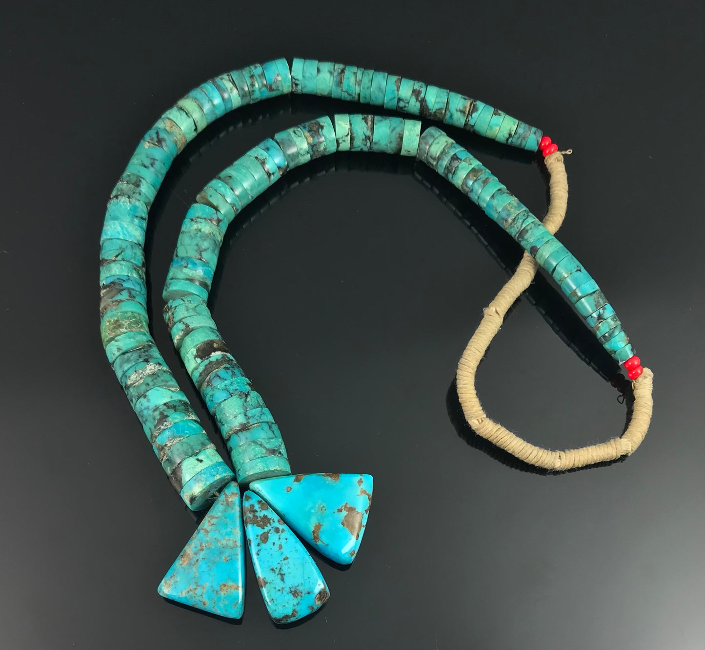 HUGE Turquoise Santa Domingo Graduated Heishi Necklace Kewa Pueblo - Vintage