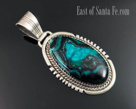 Magnificent Chrysocolla Navajo Native American Necklace Pendant - Loren Thomas Begay