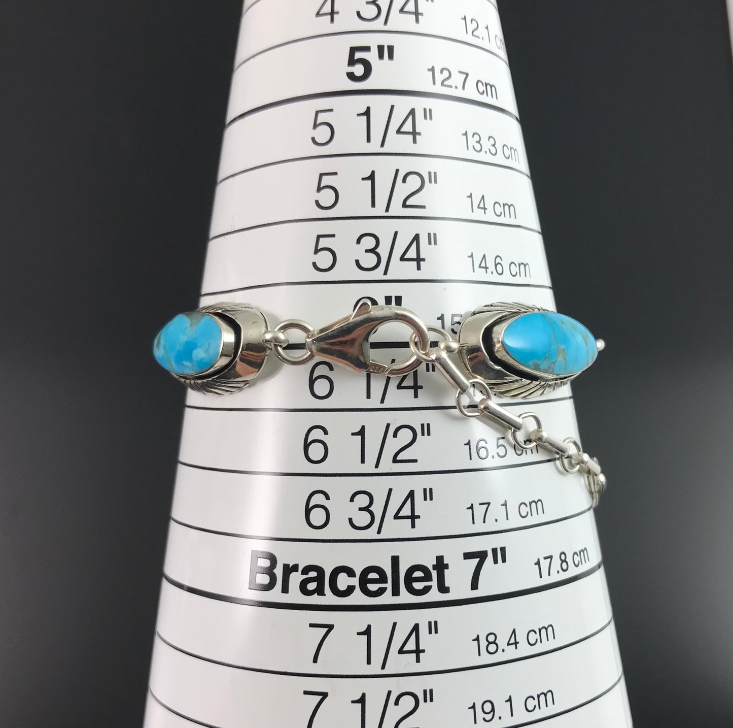 Turquoise Shadow Box Link Bracelet Navajo Native American Sterling Silver - Vintage