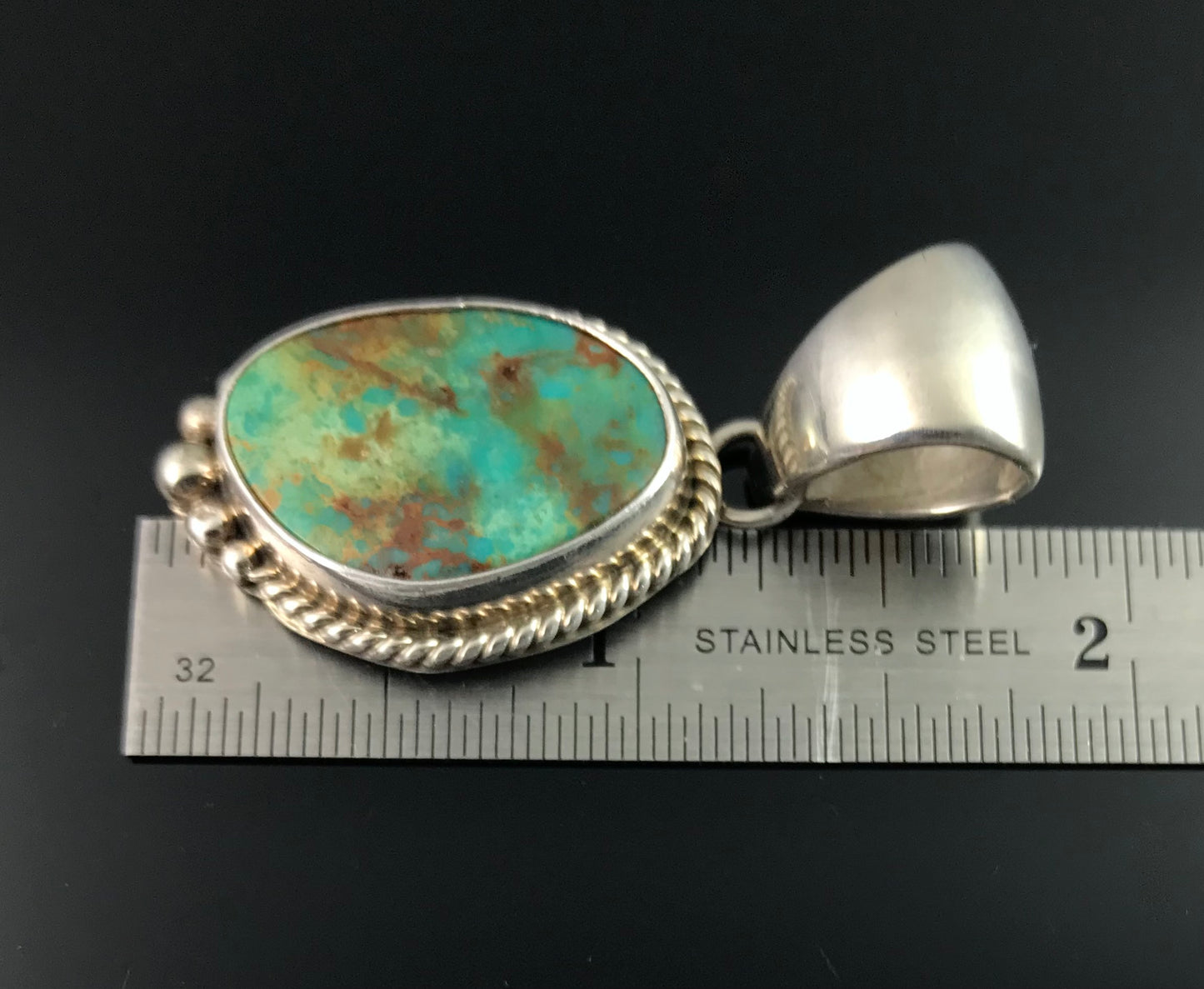 Unusual Turquoise Navajo Pendant Native American - S Skeets