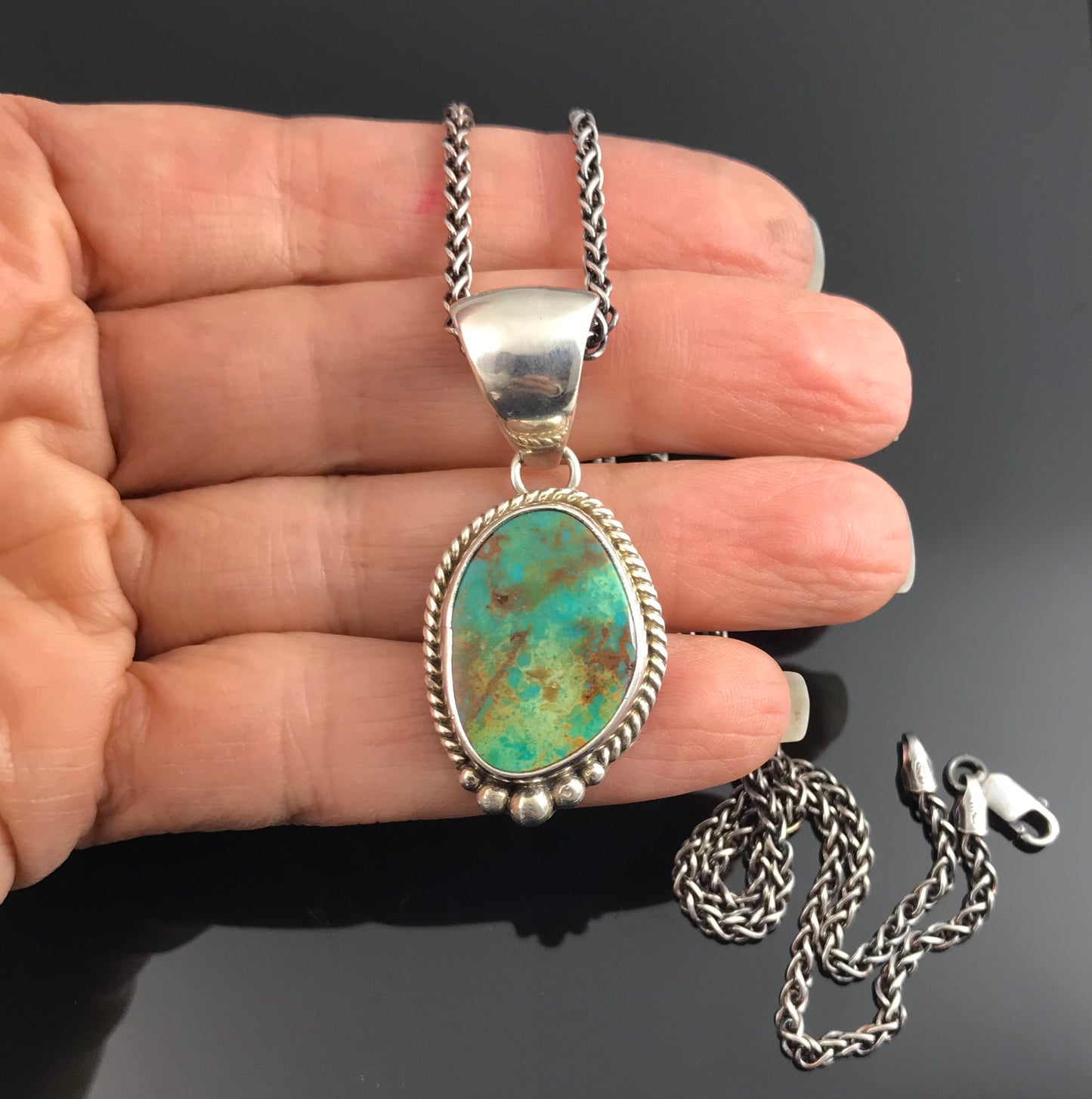 Unusual Turquoise Navajo Pendant Native American - S Skeets