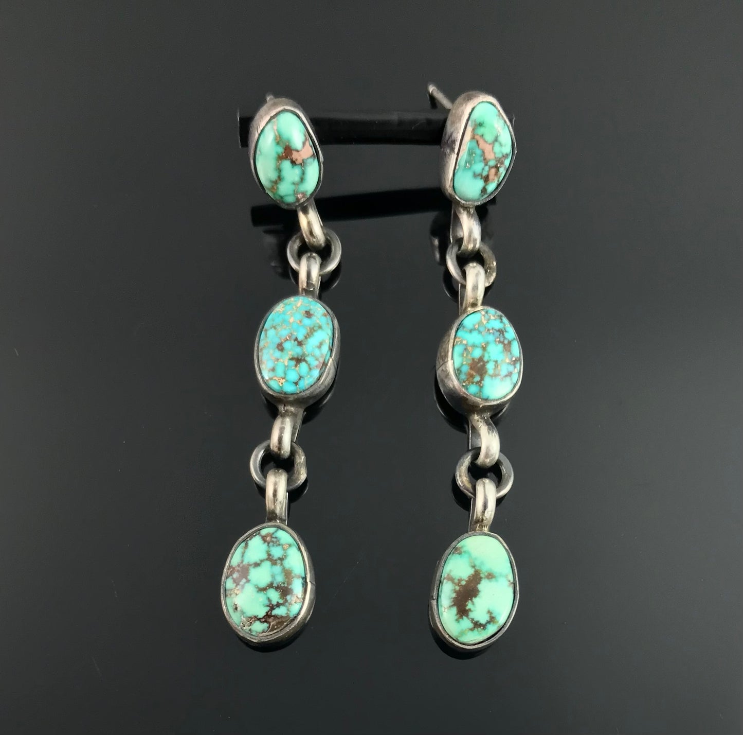 Number 8 Spider Web Turquoise Earrings Native American Navajo - Isabelle Yazzie