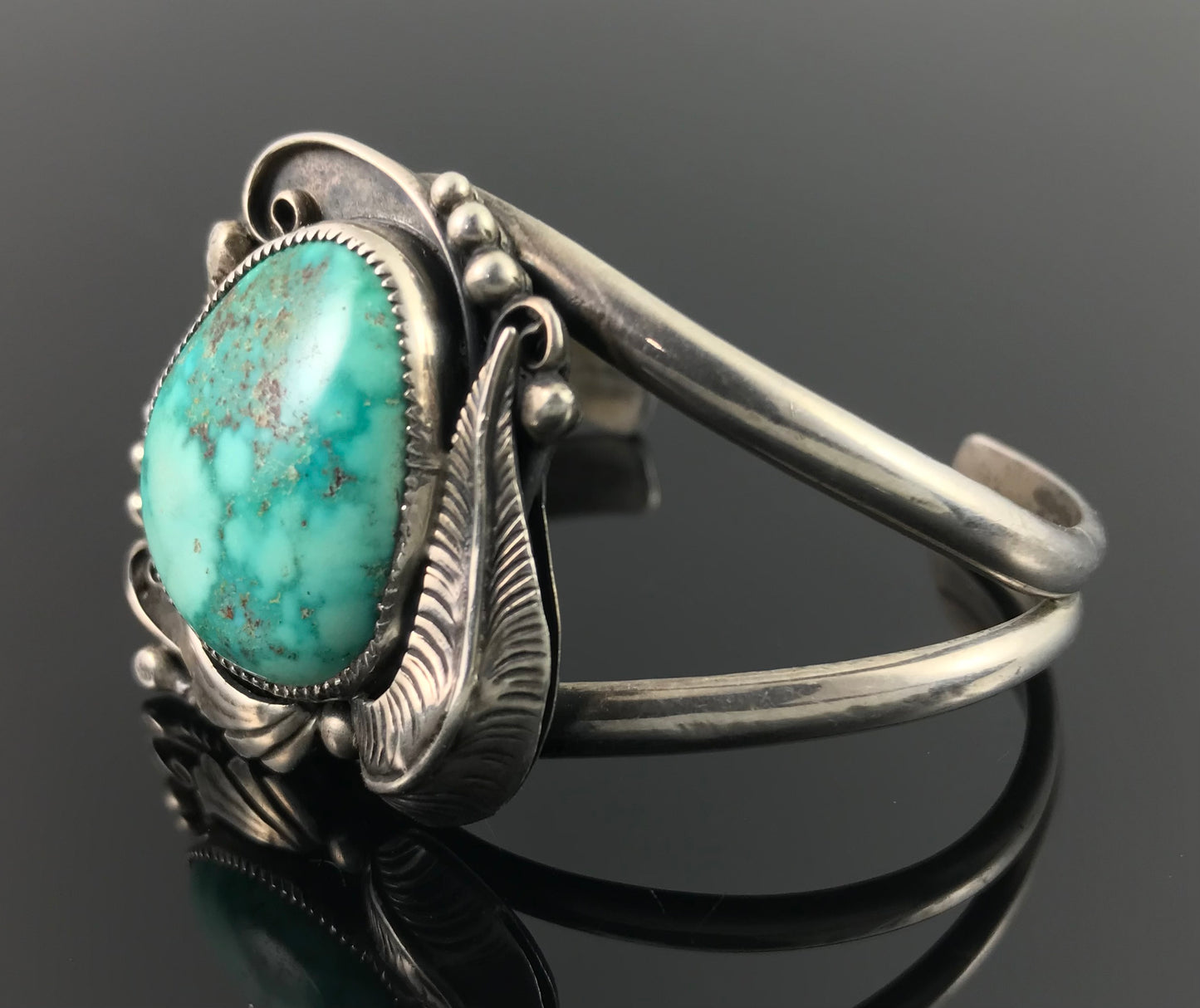 Turquoise Navajo Native American Sterling Silver Cuff Bracelet - Vintage