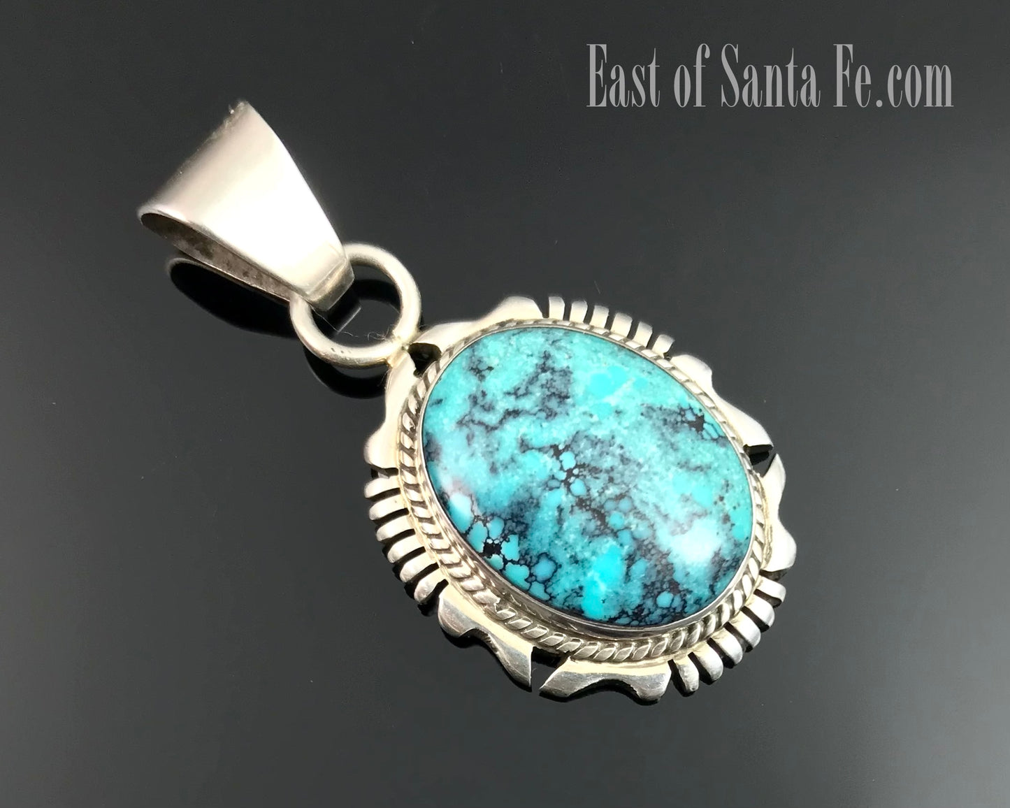 Blue Turquoise Navajo Native American Pendant Necklace - Marie Bahe