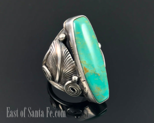 Turquoise Ring Navajo Native American Size 8 - Darrell Morgan