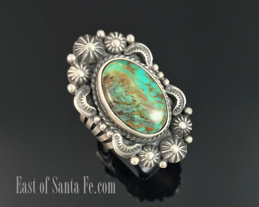 High Quality Kingman Turquoise Ring Navajo Native American Size 9 - Ray Delgarito