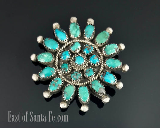 Zuni or Navajo Turquoise Cluster Pin Native American - Vintage