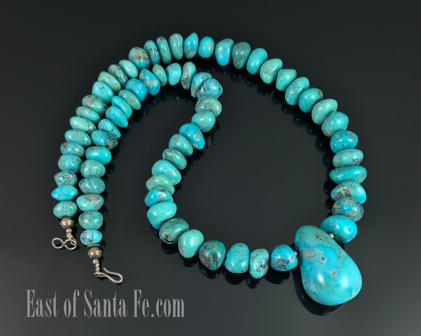 Vintage Hand Carved Turquoise Beads Santo Domingo Pueblo Kewa Necklace - DN