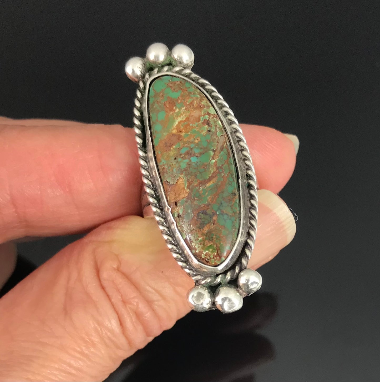 Green Turquoise Native American Navajo Ring Size 6 - Vintage