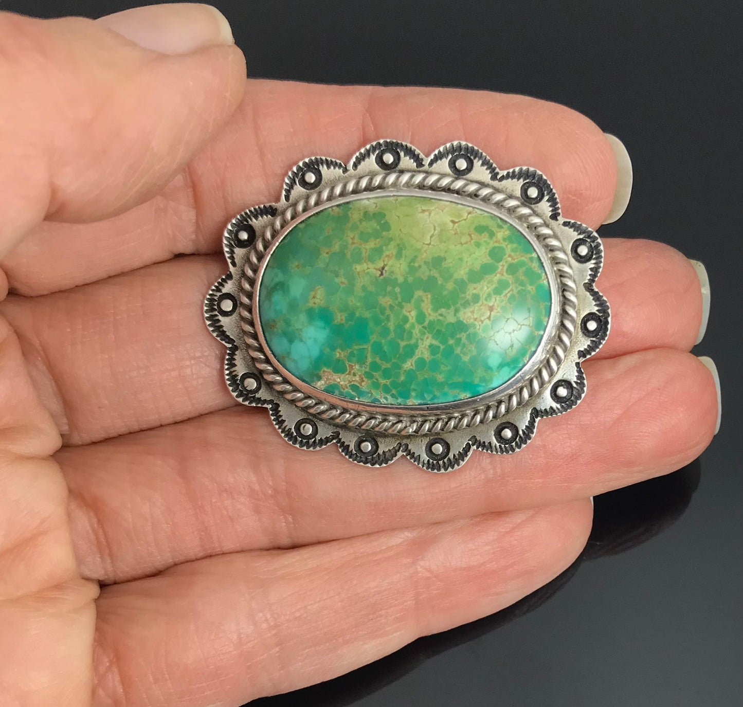 Gorgeous Turquoise Native American Navajo Concho Pin - Vintage