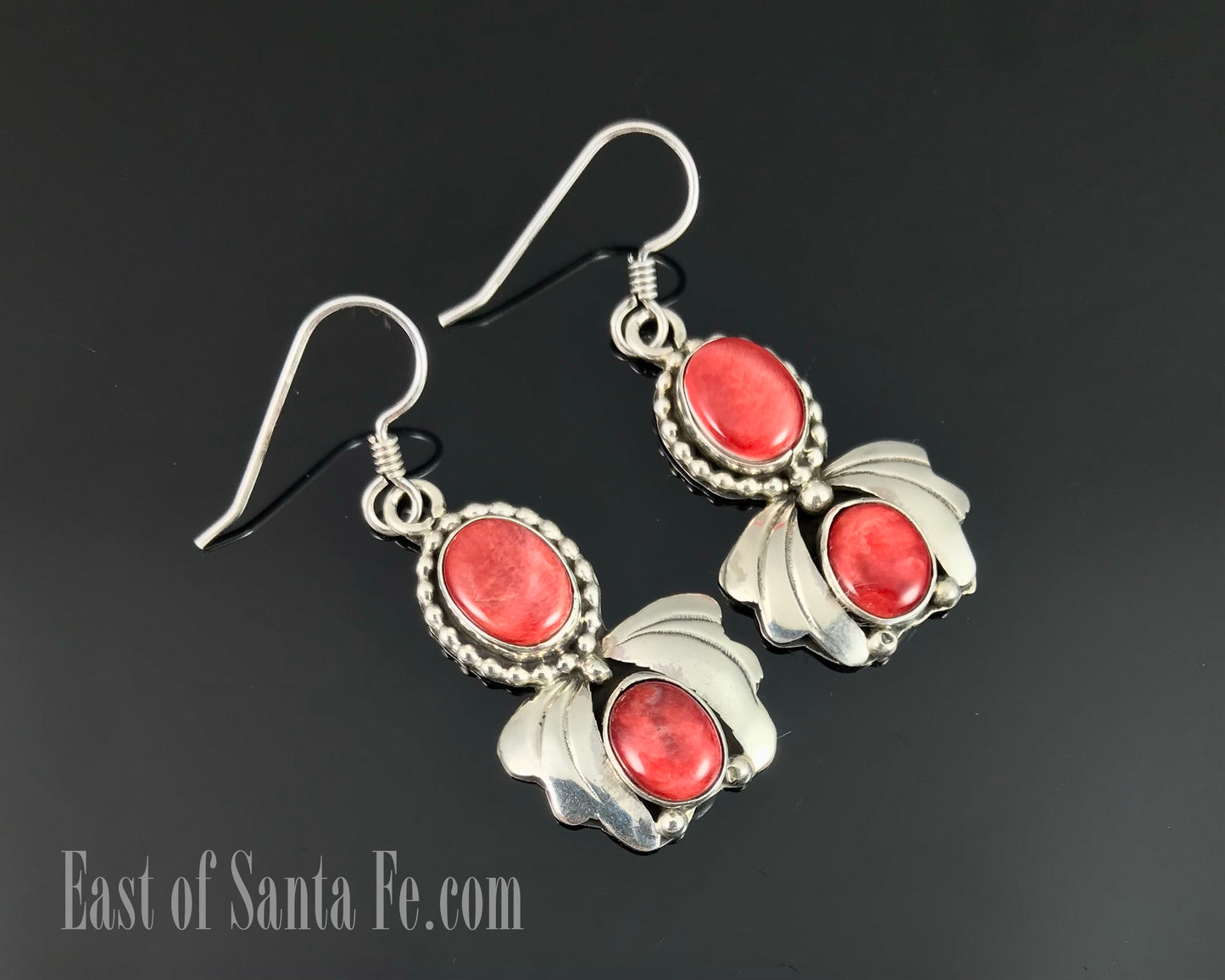 Red Spiny Oyster Earrings Native American Navajo - Lydia Begay