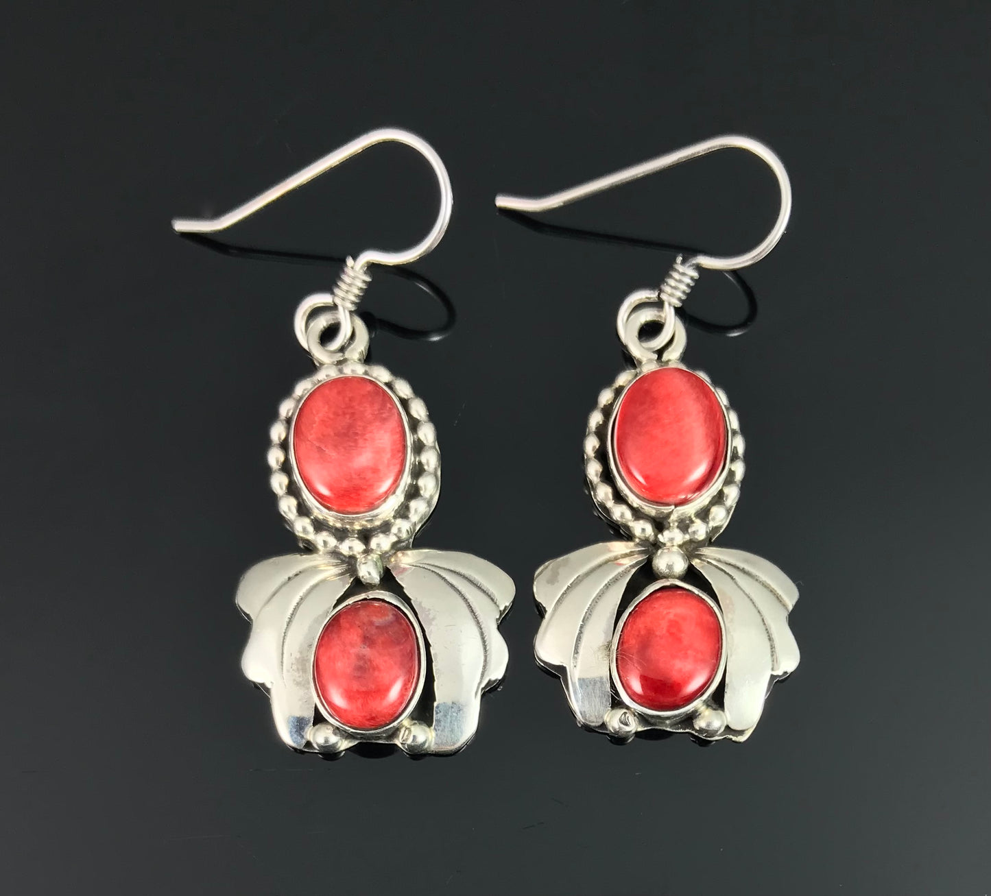 Red Spiny Oyster Earrings Native American Navajo - Lydia Begay