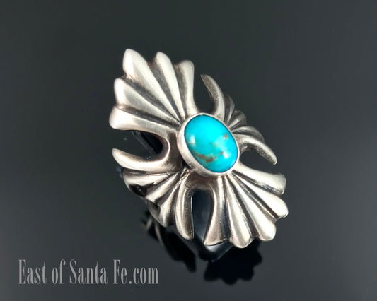 Turquoise Sand Cast Ring Native American Navajo Size 8 - Victor Peña (Copy)