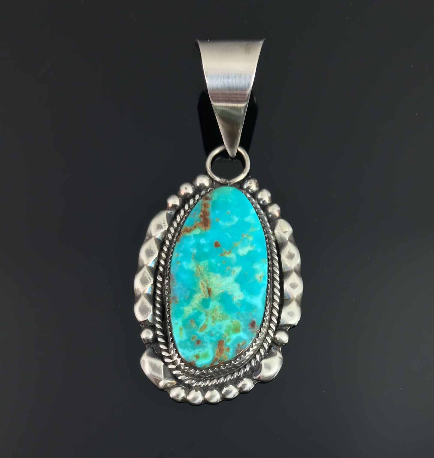 Zuni Turquoise Native American Necklace Pendant - Kenny Calavaza