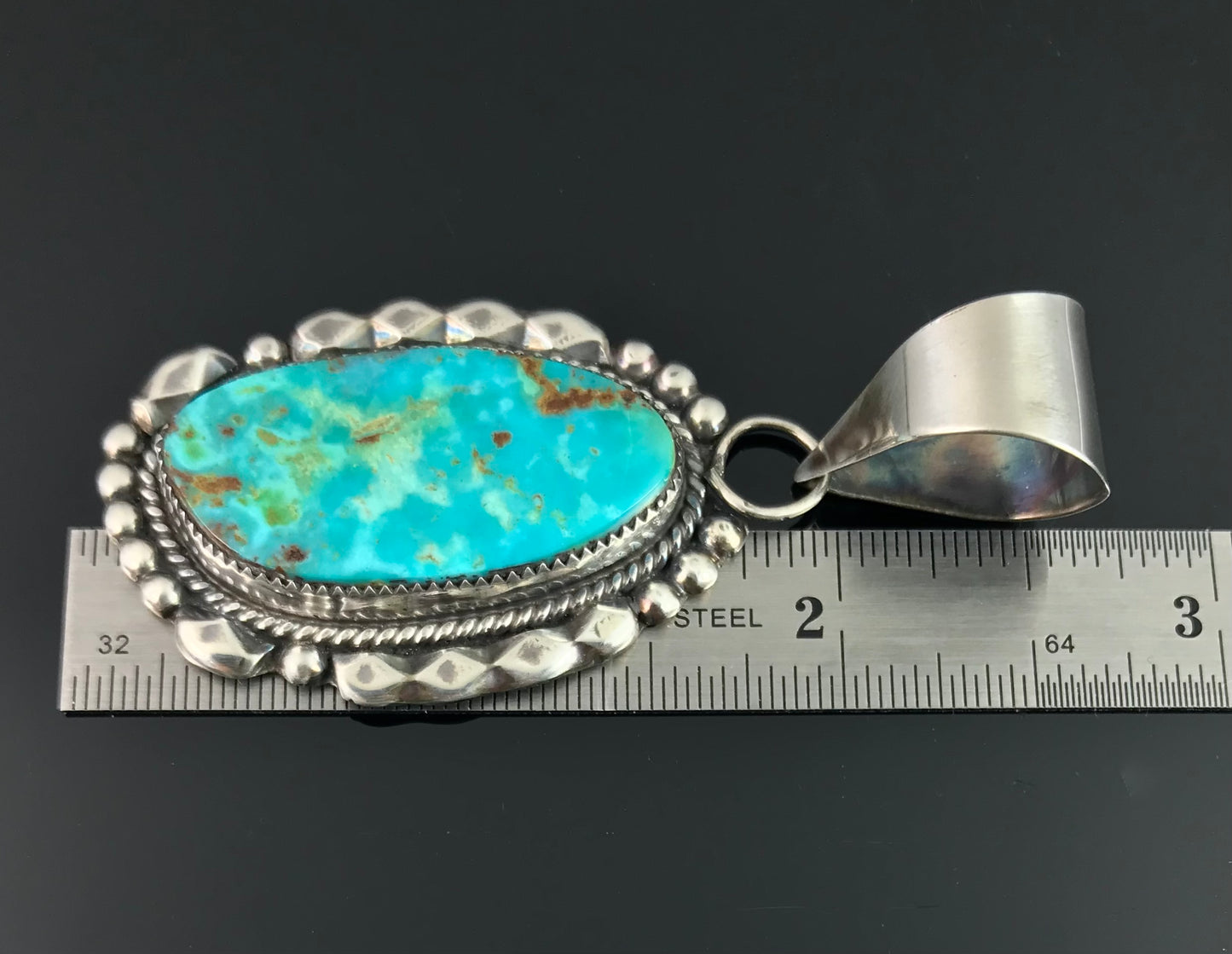 Zuni Turquoise Native American Necklace Pendant - Kenny Calavaza