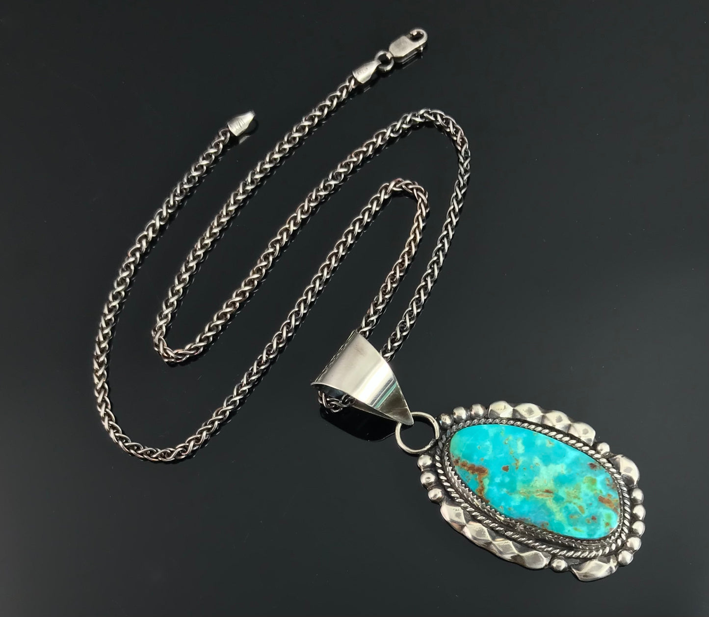 Zuni Turquoise Native American Necklace Pendant - Kenny Calavaza