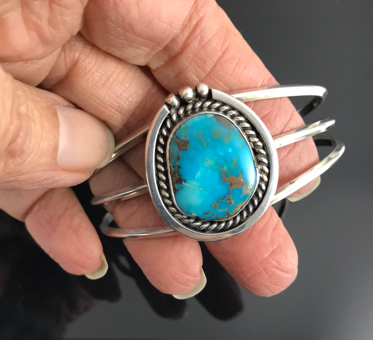 Classic Navajo Turquoise Native American Cuff Bracelet - Vintage