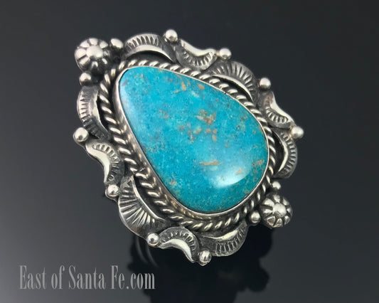 Turquoise Native American Navajo Sterling Silver Ring Size 9 - Betta Lee