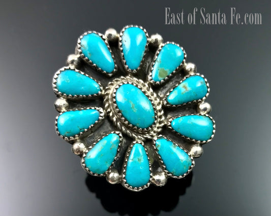 Turquoise Cluster Ring Navajo Native American Size 7 - Mike Platero