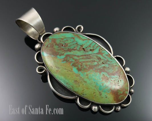 Large Turquoise Navajo Necklace Pendant Native American Signed - Chimney Butte, Sylvia Nuguematz