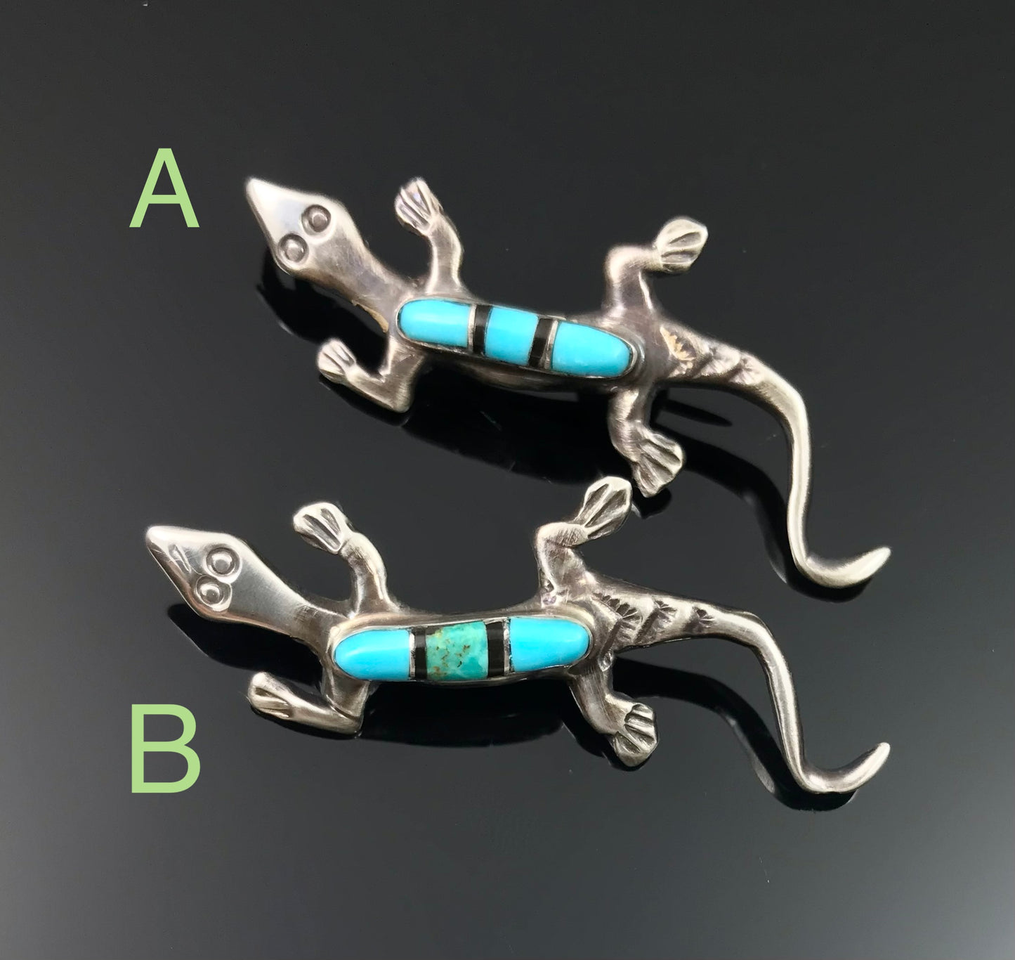 Native American Navajo Sterling Silver and Inlay Pin / Pendants Signed - Joseph Martinez