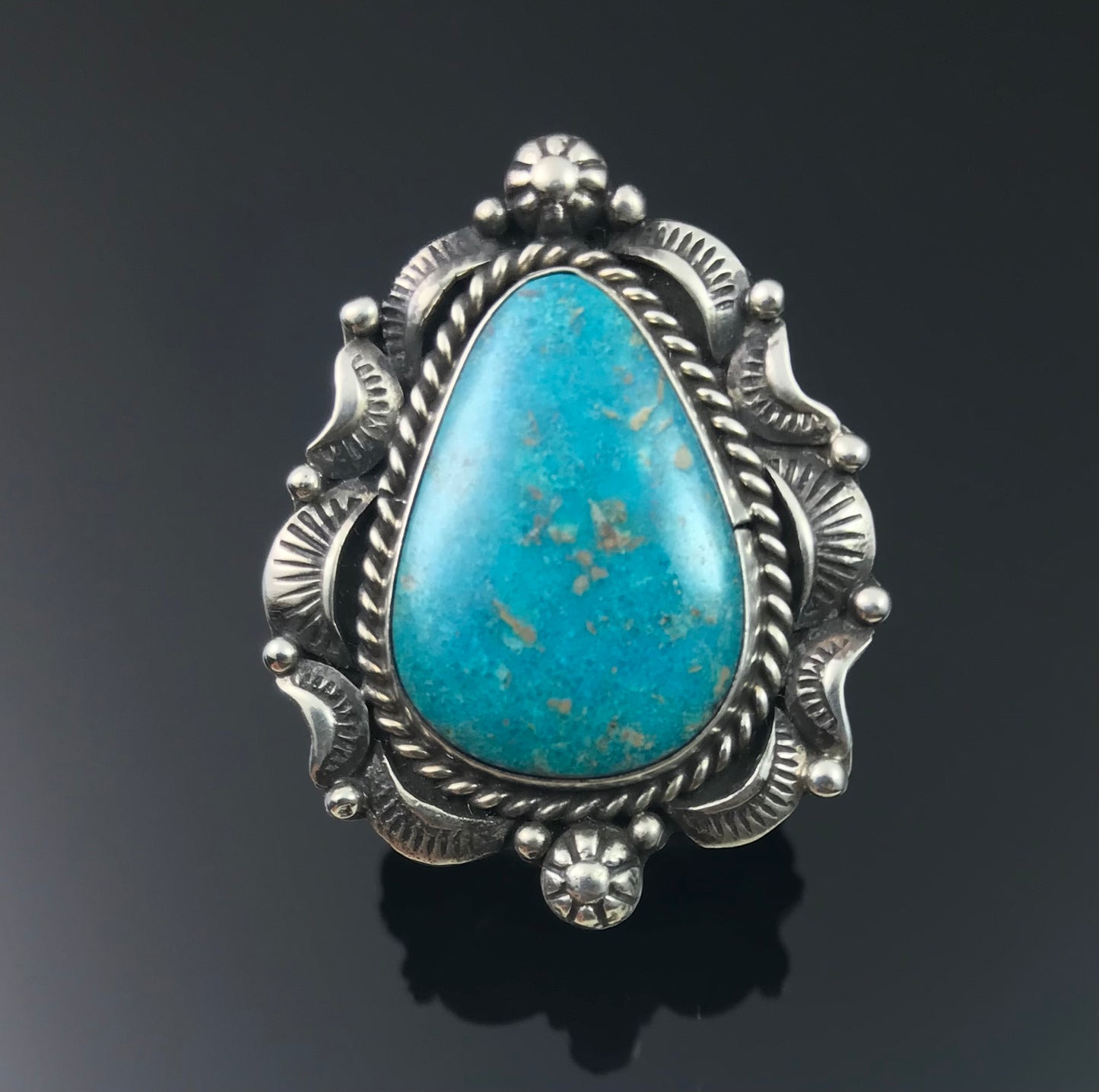 Turquoise Native American Navajo Sterling Silver Ring Size 9 - Betta Lee