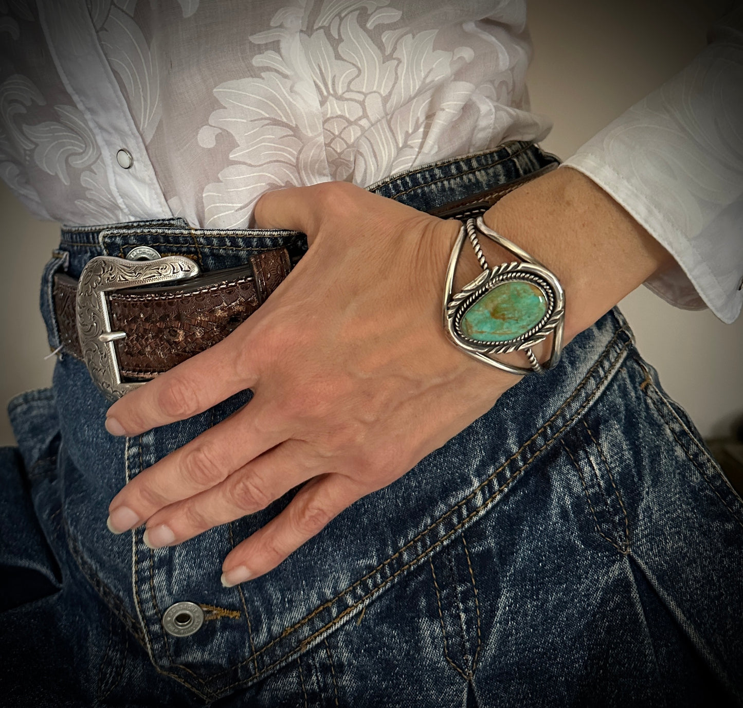 Twist Wire Turquoise Sterling Silver Native American Navajo Cuff Bracelet -  Mike Thomas Jr