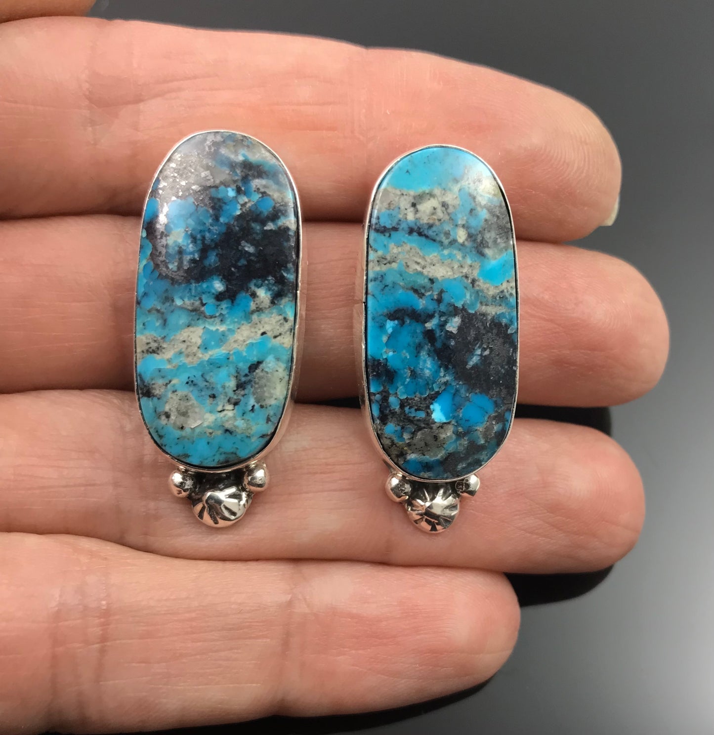 Turquoise Earrings Sterling Silver Native American Navajo - Betta Lee