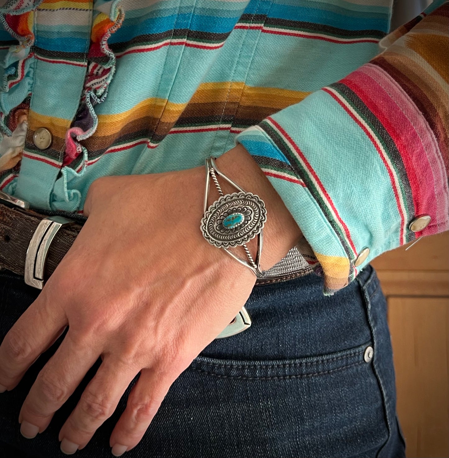 Vintage Concho Turquoise Cuff Bracelet