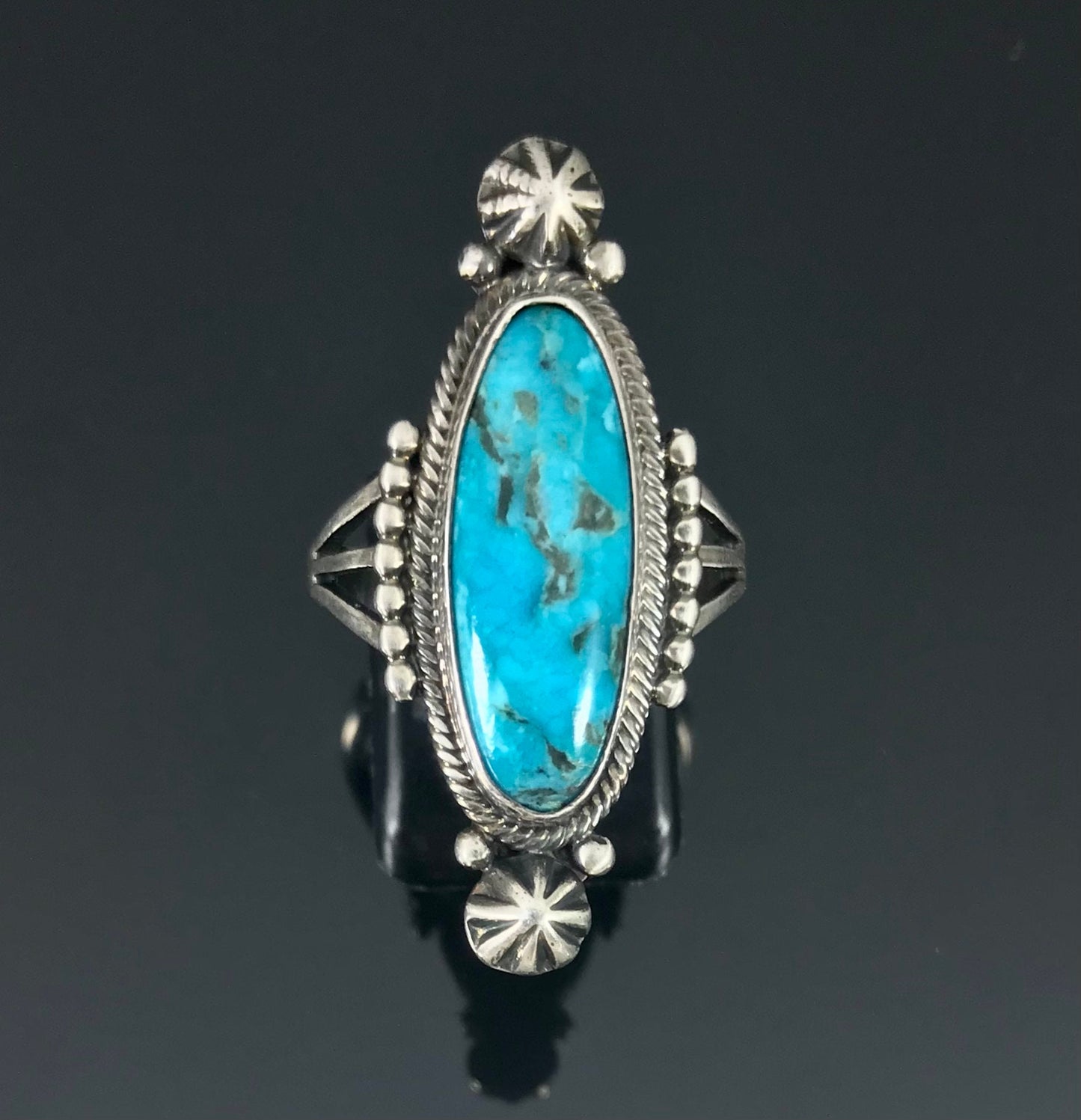 Turquoise Ring Native American Navajo Sterling Silver Size 8