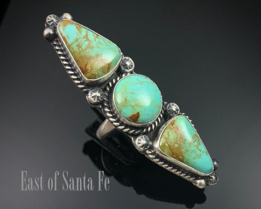 Turquoise Navajo Native American Ring Adjustable Signed: Augustine Largo